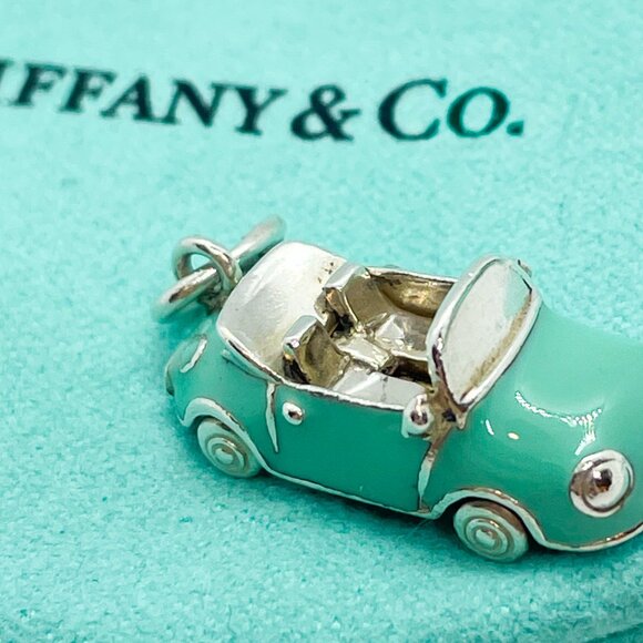 Tiffany & Co. Blue Enamel Convertible Car Charm Sterling Silver Pendant - Picture 6 of 16